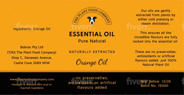 100% Orange Oil Pure Cold Pressed Extract Flavour All Natural Food Essence